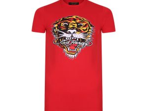T-shirt με κοντά μανίκια Ed Hardy – Tiger mouth graphic t-shirt red